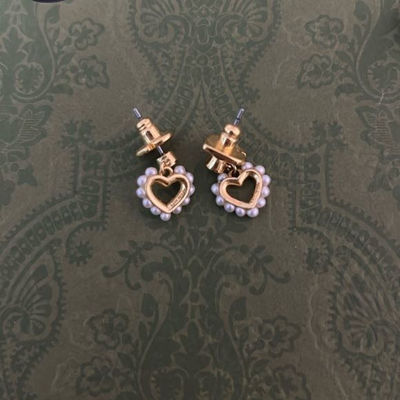 Kate Spade Shining Spade Heart Pearl Drop Earrings Gold Plated - Picture 3 of 4